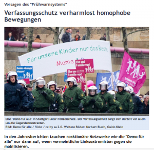 "Verfassungsschutz verharmlost homophobe Bewegungen" In Wirklichkeit geht es um Kinder und Familien.